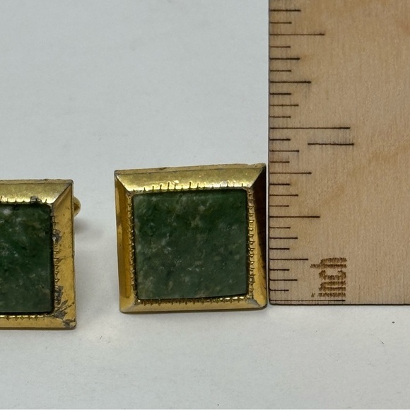 Jade Green Stone Vintage Quality DANTE Cuff Links beautiful - Picture 8 of 8